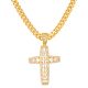 Full Stone Cross Pendant with 24 inch Cuban Chain Necklace