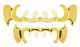 Open Fang Grillz Gold Plated Top and Bottom Cap Teeth