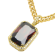 Red Blue Green Black Ruby Pendant Cuban Chain Necklace