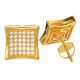 Brass Caved Square Micro Pave Screw Back Stud Earrings