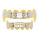 Fang Vampire Diamond Cut Grillz Gold Two Tone Top and Bottom Teeth
