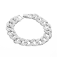 Full Stone 16 mm Cuban Chain Necklace-Silver-8.5 inches