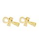 Gold / Silver Plated Ankh Cross Push Back Earrings