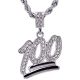Silver Tone Emoji 100 Pendant 24 inch Rope Chain Necklace