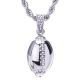 Silver Plated Iced Out Football Pendant Rope Chain 24 inch Necklace