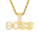 Gold Silver Plated Bubble Boss Sign Pendant 24 in Chain Necklace