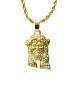 Mini Iced Out Jesus Pendant 24 inch Rope Chain Necklace Set