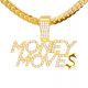 Money Moves Sign Pendant 20 inch or 24 inch Miami Cuban Chain Necklace
