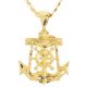 Gold Plated Anchor Jesus Pendant 20 inch Cuban Cuban Chain Necklace