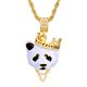 Crown Panda Gold / Silver Plated Pendant 24 inch Rope Chain Necklace