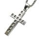 Cross Pendant in Silver Tone Stainless Steel 24 in Box Chain Set