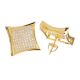  Gold / Silver Plated XL Caved Square Kite Square Screw Back Stud Earrings