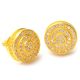 925 Sterling Silver Round Screw Back Stud Pave Earrings