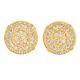 Sterling Silver in Gold Plated Micro Pave Round Clip Back Earrings