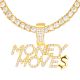 Money Moves Sign Gold Silver Plated Pendant 20 inch or 24 inch Tennis Chain Necklace